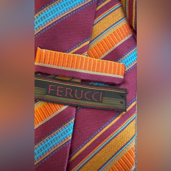 Ferucci Striped Multicolored Silk Tie - Picture 4 of 4